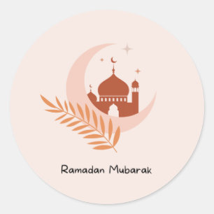 Sticker Rond Ramadan Mubarak Boho Moon & Mosquée