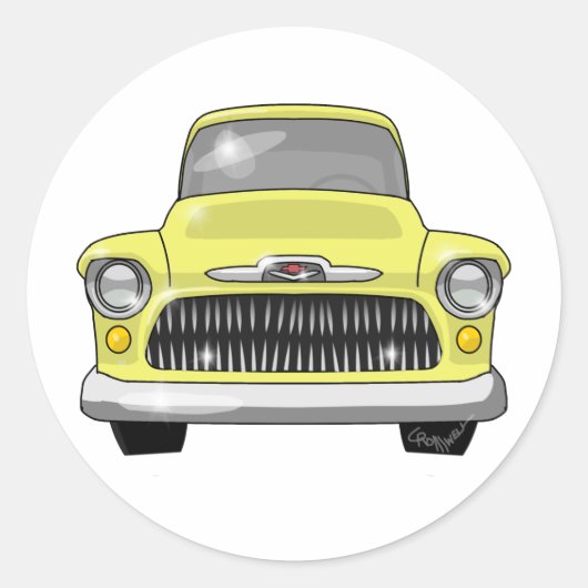 Sticker Rond Ramassage Chevy Jaune 1957 (Devant)