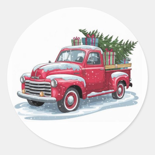 Sticker Rond Ramassage Rouge et Sapin de Noël (Devant)