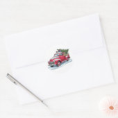 Sticker Rond Ramassage Rouge et Sapin de Noël (Enveloppe)