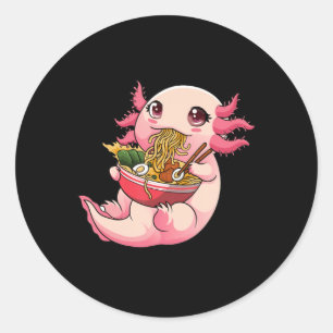 Sticker Rond Ramen Axolotl Kawaii Anime Japonaise Nourriture Fi