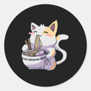 Sticker Rond Ramen Cat Kawaii Anime cadeau japonais