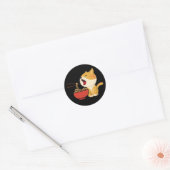 Sticker Rond Ramen Cat, Ramen Noodles, Japonais Ramen Cat (Enveloppe)