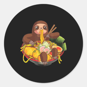 Sticker Rond Ramen Sloth Kawaii Anime Japonais Cadeaux alimenta