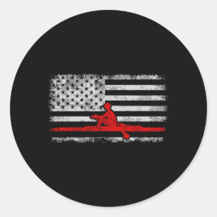 Sticker Rond Rameur au drapeau américain