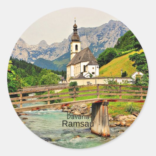 Sticker Rond Ramsau. Paysage de Bavière (Devant)