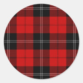 Sticker Rond Ramsay tartan rouge noir plaid (Devant)