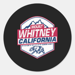 Sticker Rond Randonnée ascension Mont Whitney Sierra Nevada Cal