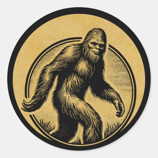 Sticker Rond Randonnée avec Bigfoot (Devant)