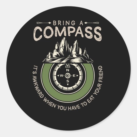 Sticker Rond Randonnée Aventure Humour extérieur Compass Joke H (Devant)