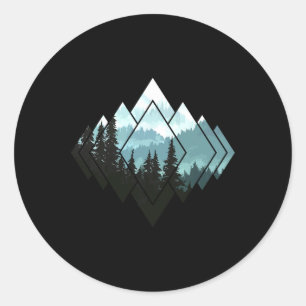 Sticker Rond Randonnée Camping Montagnes Nature Trekking Randon