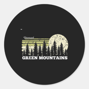 Sticker Rond Randonnée dans le Vermont Montagnes Vertes Arbres 