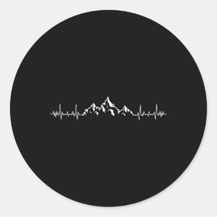 Sticker Rond Randonnée en montagne - Pouls Battement de cœur Ra