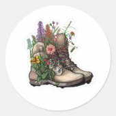 Sticker Rond Randonnée fleur sauvage Boot : Sentez la liberté ! (Devant)