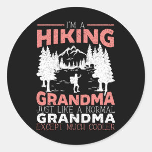 Sticker Rond Randonnée Grand-mère Montagne Escalade Randonneuse