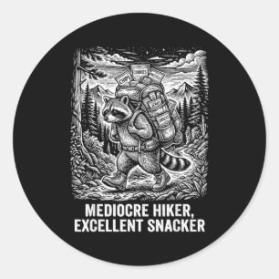 Sticker Rond Randonneur médiocre excelllent snackeur raton lave