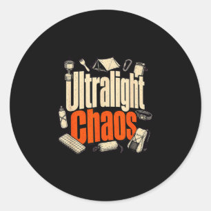 Sticker Rond Randonneur sac à dos drôle ultraléger chaos 