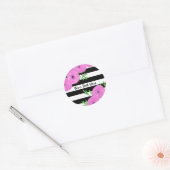 Sticker Rond Ranunculus floral noir blanc (Enveloppe)