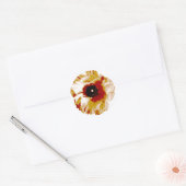 Sticker Rond ranunculus orange vif et blanc (Enveloppe)