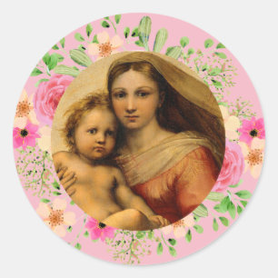 Sticker Rond Raphaël Madone Sixtine