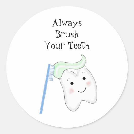 Sticker Rond Rappel de brossage des dents (Devant)
