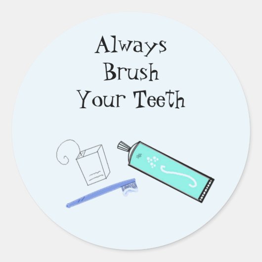 Sticker Rond Rappel de brossage des dents (Devant)