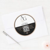 Sticker Rond Rappel de rendez-vous QR Code Luxe Noir Beige (Enveloppe)