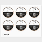 Sticker Rond Rappel de rendez-vous QR Code Luxe Noir Beige (Feuille)