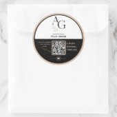 Sticker Rond Rappel de rendez-vous QR Code Luxe Noir Beige (Sac)