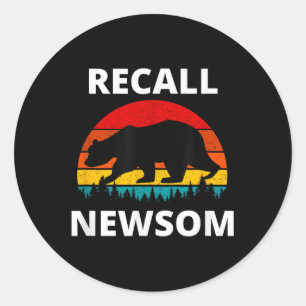 Sticker Rond Rappeler Gavin Newsom, Gouverneur Newsom, Ours &am