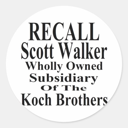 Sticker Rond Rappeler le gouverneur Scott Walker Corporate Mini (Devant)
