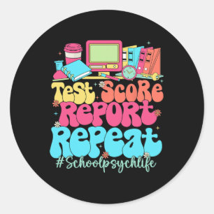 Sticker Rond Rapport de note de test Répéter Retour à l'école P