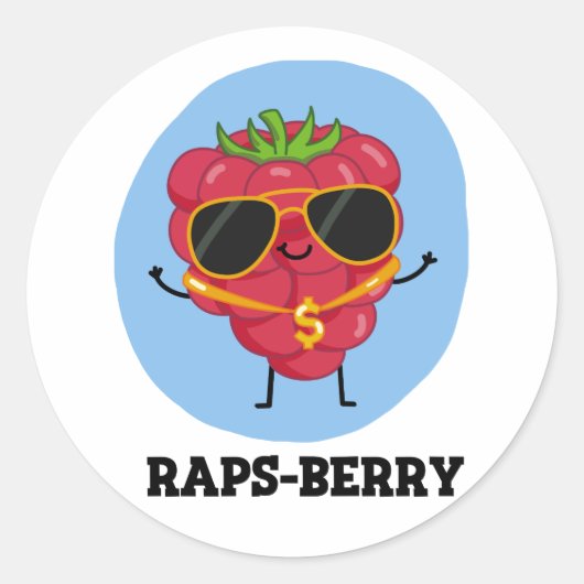 Sticker Rond Raps-berry Funny Rapper Raspberry Pun (Devant)