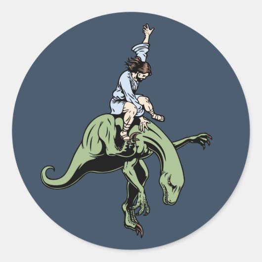 Sticker Rond Raptor Rodeo Jesus (Devant)