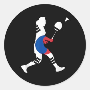 Sticker Rond Raquette de badminton Drapeau sud-coréen Navette F