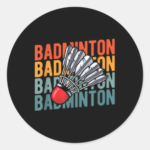Sticker Rond Raquette de badminton rétro Team - Joueur Vintage