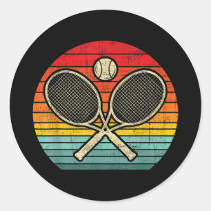 Sticker Rond Raquette de tennis Vintage Traversée Retro - Amate