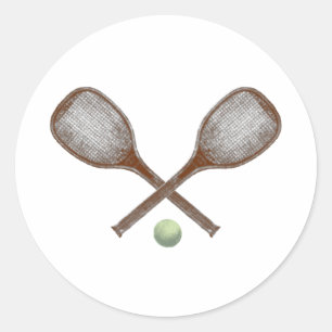 Sticker Rond raquette vintage et boule de tennis