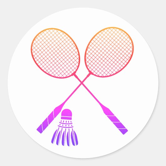 Sticker Rond Raquettes Badminton Shuttlecock Birdie Ombre (Devant)