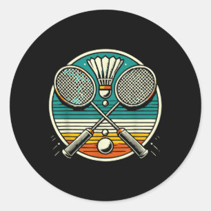 Sticker Rond Raquettes de badminton vintage raquettes croisées