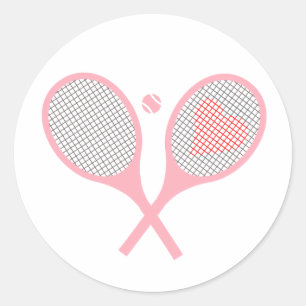 Sticker Rond Raquettes De Tennis Pastel Heart Et Design De Ball