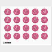 Sticker Rond Rasberry Merci rose Mariage Monogramme Favoriser (Feuille)