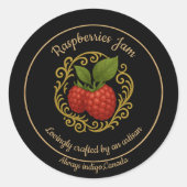 Sticker Rond Raspberry Bliss – Artisan Jam Label  (Devant)