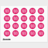 Sticker Rond Raspberry White Preppy Vine Script Monogramme do-i (Feuille)