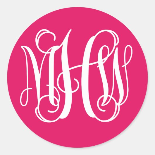 Sticker Rond Raspberry White Preppy Vine Script Monogramme do-i (Devant)