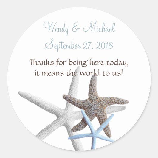 Sticker Rond Rassemblement de Starfish Rond Mariage Favoriser l (Devant)