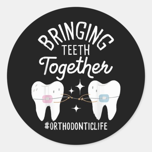 Sticker Rond Rassembler les dents - Orthodontiste (Devant)