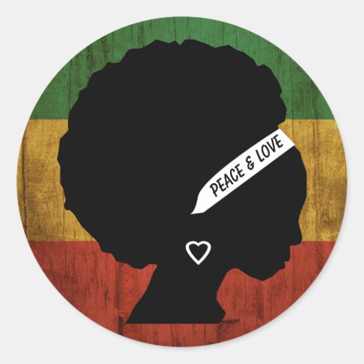 Sticker Rond Rasta Femme Paix & Amour (Devant)