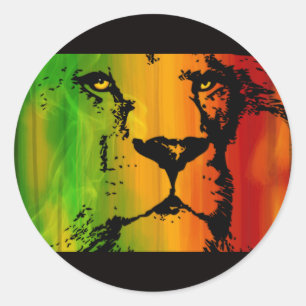 Sticker Rond Rasta Lion