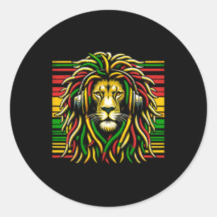 Sticker Rond Rasta Raggae Jamaïque Lion Of Judah